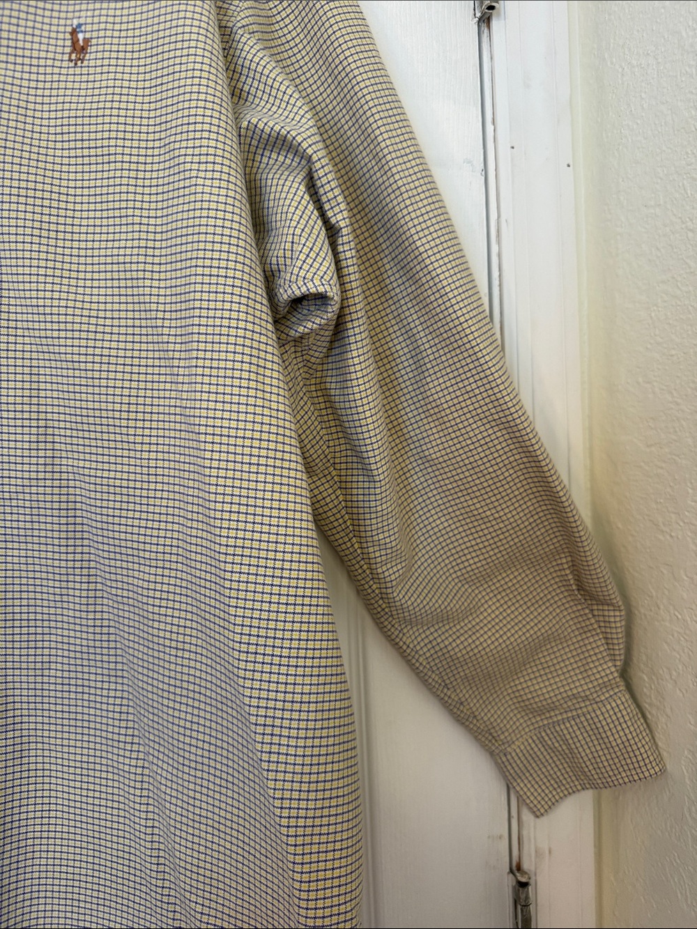 Ralph Lauren Blake XL 100% Oxford Cotton Button Down Shirt Yellow Blue Check - Picture 6 of 10